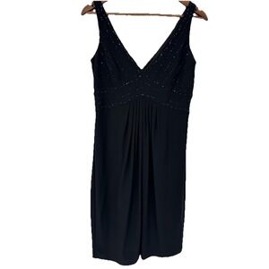 Jones New York Y2K Sleeveless Empire Waist Babydoll Black Beaded 10 Dress Party